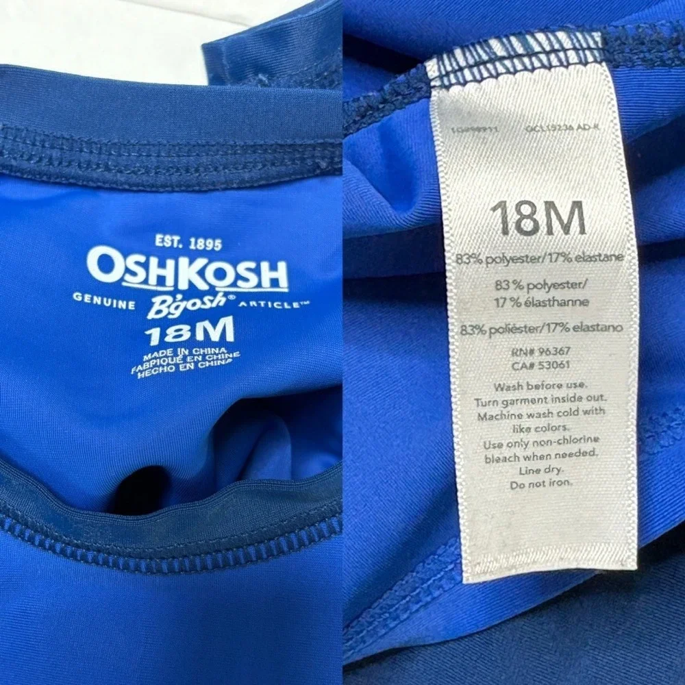 Oshkosh B'gosh Tigers Surfing Swim Trunks & Rashguard Top 18 Months‎ Blue Beach